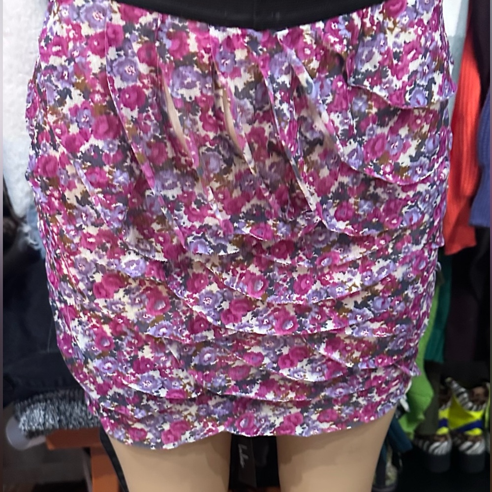 Express Pink Ruched Bubble Mini Skirt